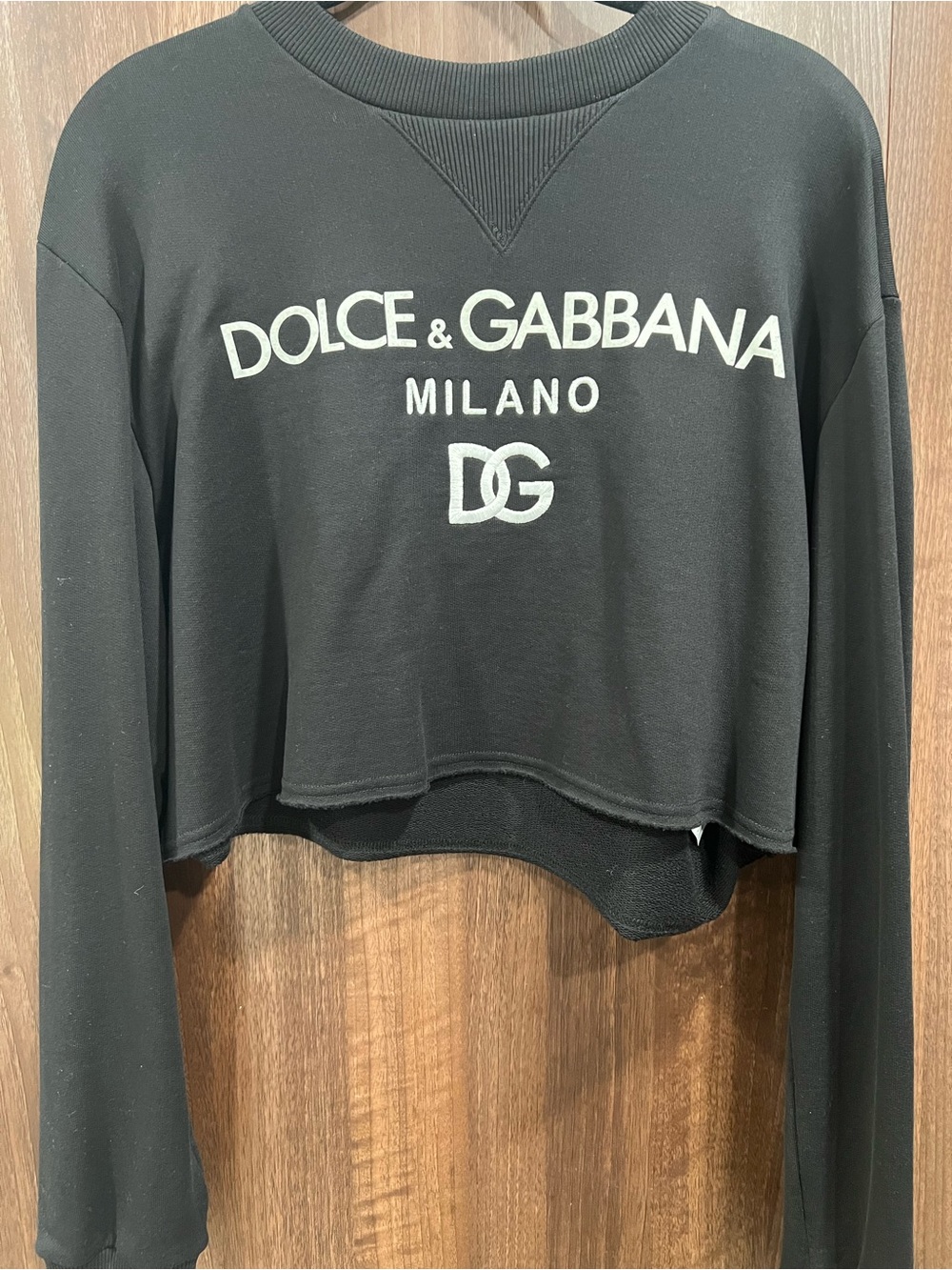 Dolce & Gabbana Black Cropped Logo Sweatshirt with Milano and DG